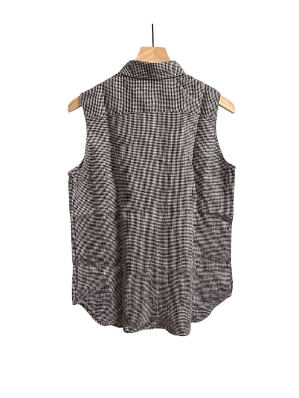 Uniqlo Premium Linen Sleeveless Shirt,  L, NWT, Black/White Gingham Check - Picture 2 of 10